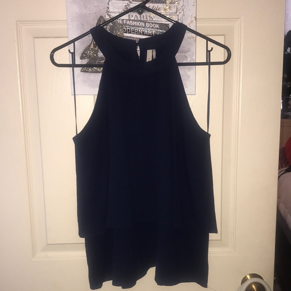 Paper Crane Brand Size Large Dark Navy Blue Blouse